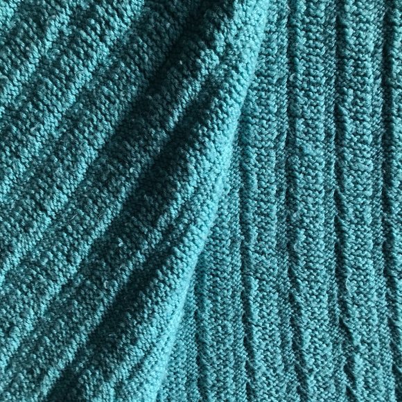 Hand Crafted Turquoise Large Warm Knitted Scarf - Picture 3 of 4